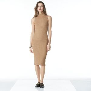 NWT Aviva Ribbed Knit Mock Neck Sleeveless Midi Dress, Size S